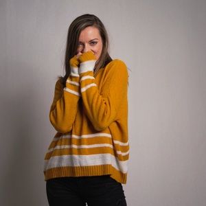 SO Juniors Mustard Stripe Sweater - Large